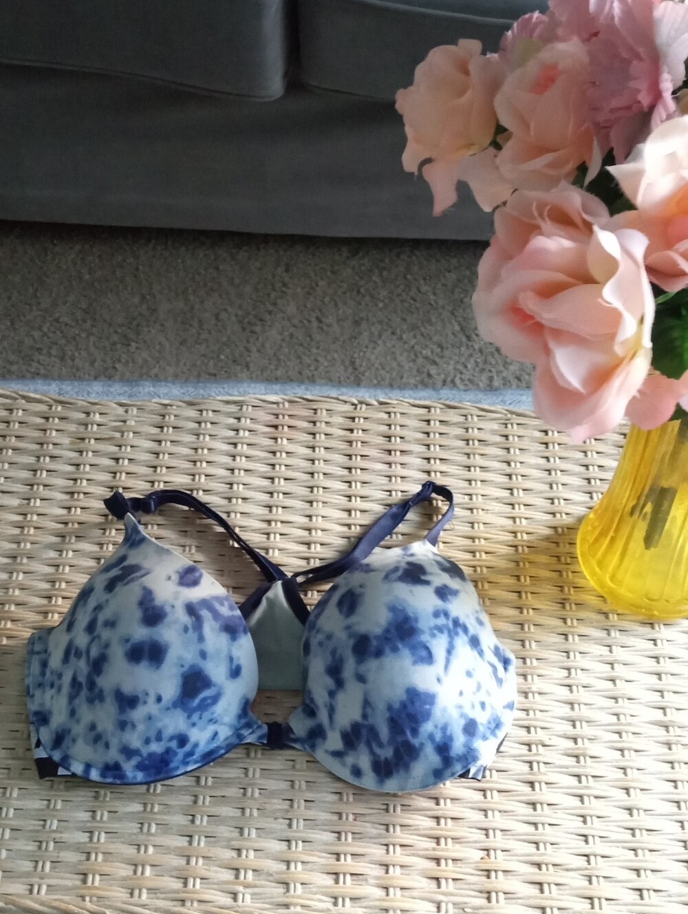 PINK Victoria's Secret Blue Tie-Dye Push-Up Bra
